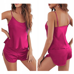 Piżama satynowa - ciemnoróżowa