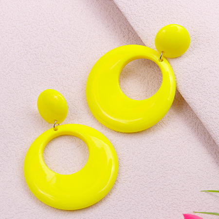 Neonowe kolczyki koła żółte