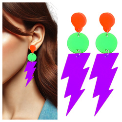 Neonowe kolczyki błyskawice fioletowe