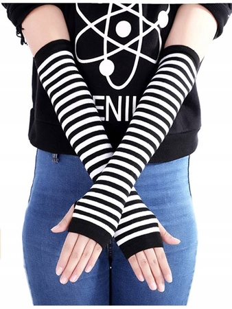 Rękawiczki długie bez palców mitenki paski