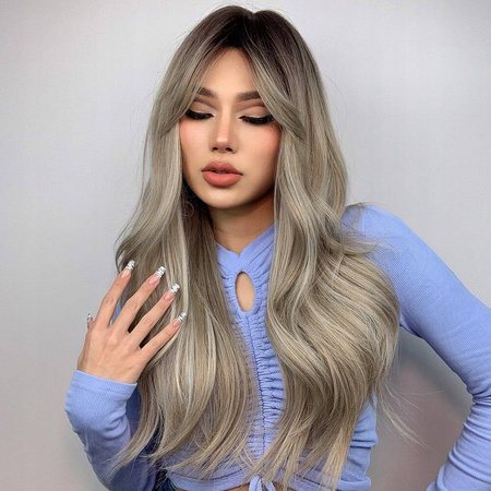 Peruka blond brąz falowana jak naturalna 