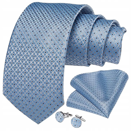 Żakardowy zestaw - krawat + poszetka + spinki