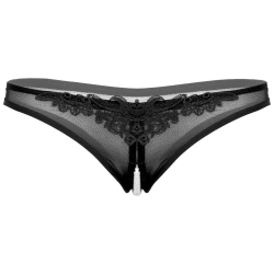 Stringi z perełkami rozcięcie czarne