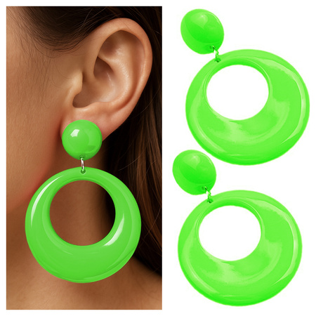 Neonowe kolczyki koła zielone