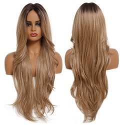 Peruka długa ombre brąz falowana lace front