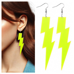 Neonowe kolczyki błyskawice żółte