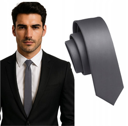 Krawat śledzik grafitowy