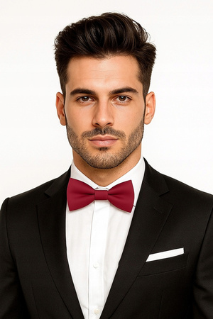 Elegancka muszka męska - CIEMNY CZERWONY