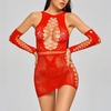 Bodystocking sukienka koronkowa z wycięciami