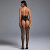 Bodystocking z kwiatowym motywem i efektem pasa do pończoch