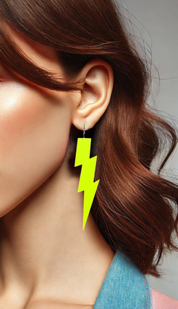 Neonowe kolczyki błyskawice żółte