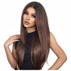 Peruka lace front długa brąz prosta