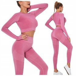 Komplet zestaw sportowy legginsy bezszwowe + top