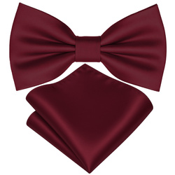 Zestaw mucha + poszetka - bordowy GŁADKIE