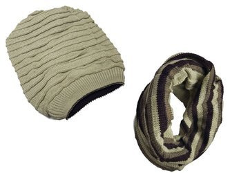 Czapka komin 2w1 dwustronna beżowa