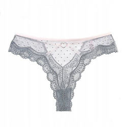 Stringi damskie paseczki siateczka z koronką