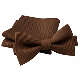 Zestaw mucha + poszetka - brązowa