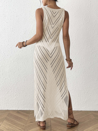 Długa ażurowa sukienka plażowa boho MAXI