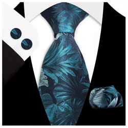 Żakardowy zestaw - krawat + poszetka + spinki