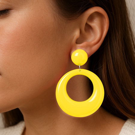 Neonowe kolczyki koła żółte