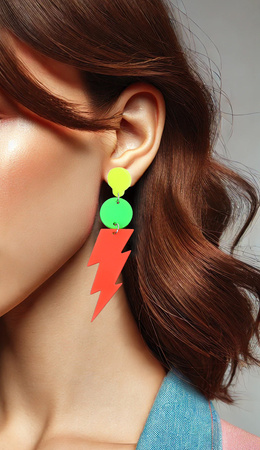 Neonowe kolczyki błyskawice pomarańczowe