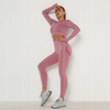 Komplet sportowy legginsy bezszwowe + top róż