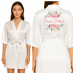 Szlafrok damski satynowy z napisem Panna Młoda
