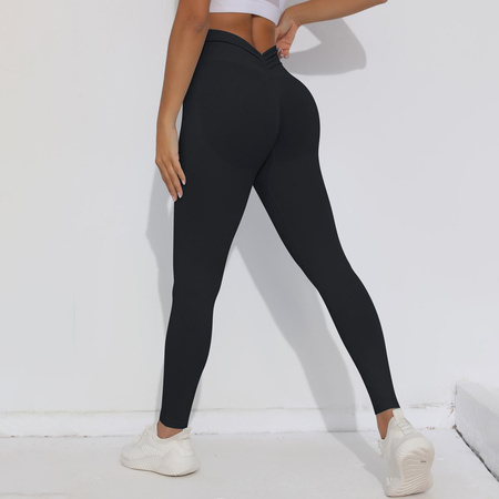 Legginsy sportowe z wysoki stanem i  marszczeniami