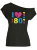 Koszulka lata 80. czarna bluzka disco "I LOVE 80'S"