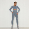 Komplet sportowy legginsy bezszwowe + top szary