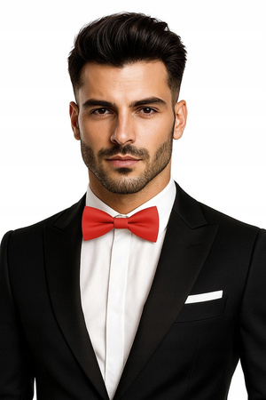 Elegancka muszka męska - CZERWONY