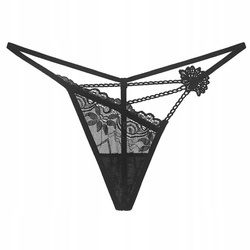 Stringi damskie paseczki siateczka z koronką