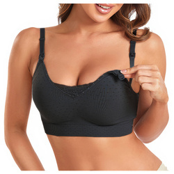 Biustonosz ciążowy stanik bezszwowy do karmienia - czarny