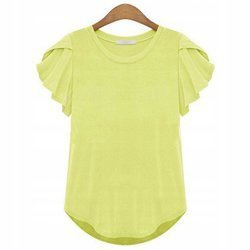 Bluzka z falbanką T-shirt żółty