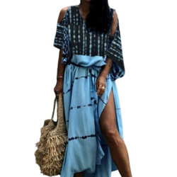 Pareo długa narzutka plażowa tunika z paskiem