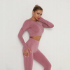 Komplet sportowy legginsy bezszwowe + top róż