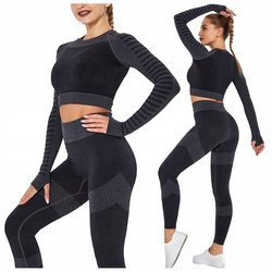 Komplet zestaw sportowy legginsy bezszwowe + top