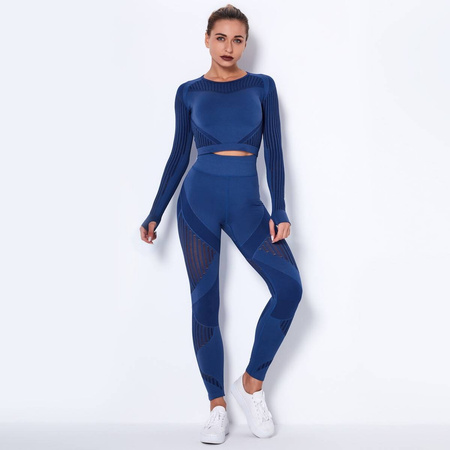 Komplet zestaw sportowy legginsy bezszwowe + top 