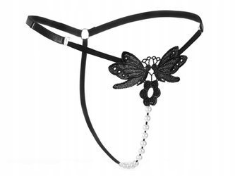 Stringi koronkowe czarne paseczki