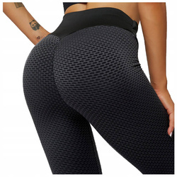 Legginsy sportowe karbowany wzór wysoki stan