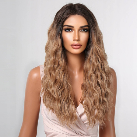 Peruka lace front długa brąz fale