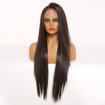 Peruka lace front długa brąz prosta