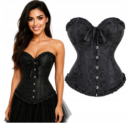 Gorset modelujący talię wiązanie czarny