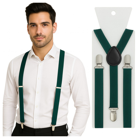 Szelki do spodni 2,5 cm butelkowa zieleń