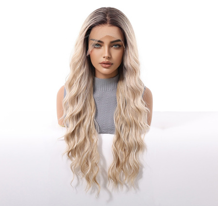 Peruka długa lace front blond fale