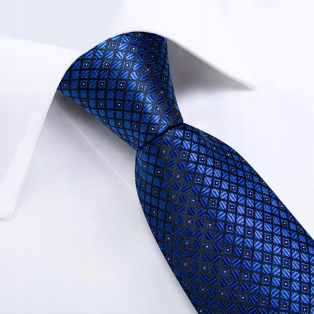 Żakardowy zestaw - krawat + poszetka + spinki