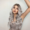 Peruka długa blond szara falowana 