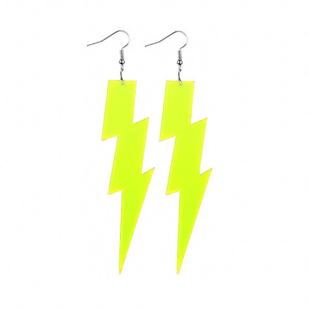 Neonowe kolczyki błyskawice żółte