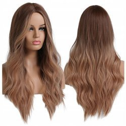 Peruka długa ombre brązowa fale