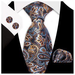 Żakardowy zestaw - krawat + poszetka + spinki